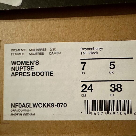 The North Face Nuptse Après Boot Women’s 5 Boysenberry TNF 550 Down Insulated Wi - Picture 11 of 11